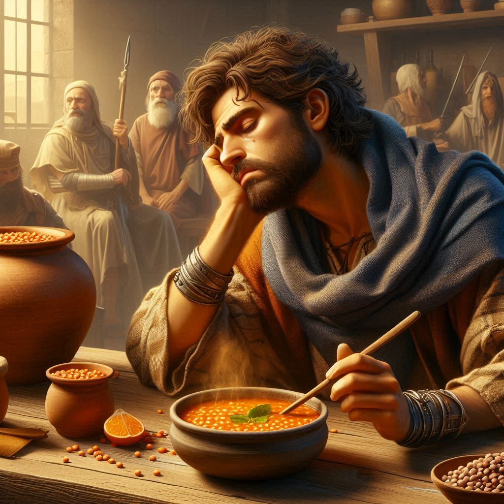 Esau vende su Promogenitura por un plato de lenteja