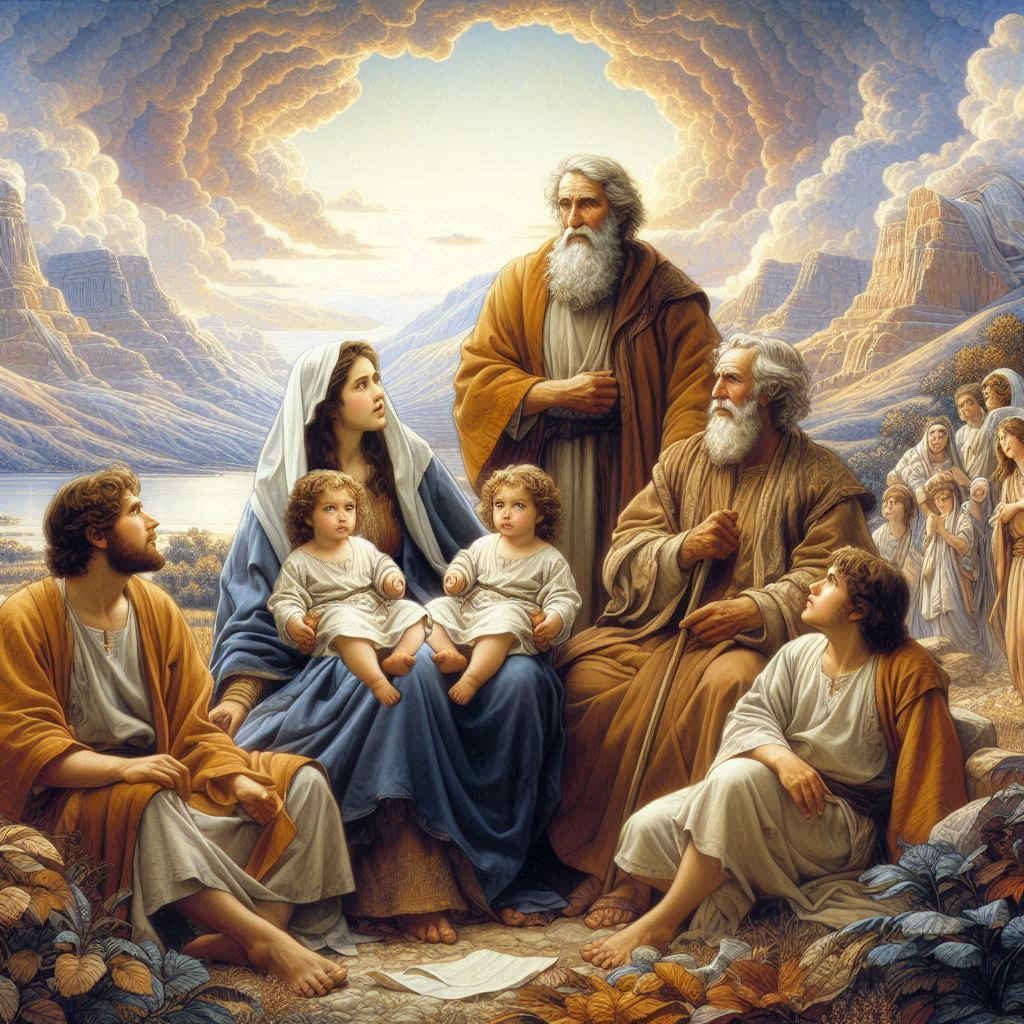 Familia de Isaac y Rebeca con sus hijos