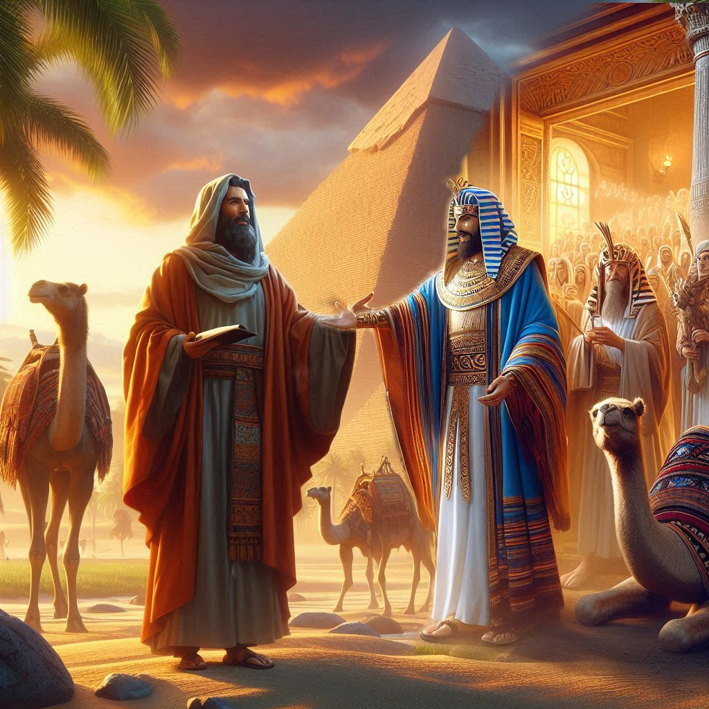 José presenta a Jacob con el Faraón de Egipto